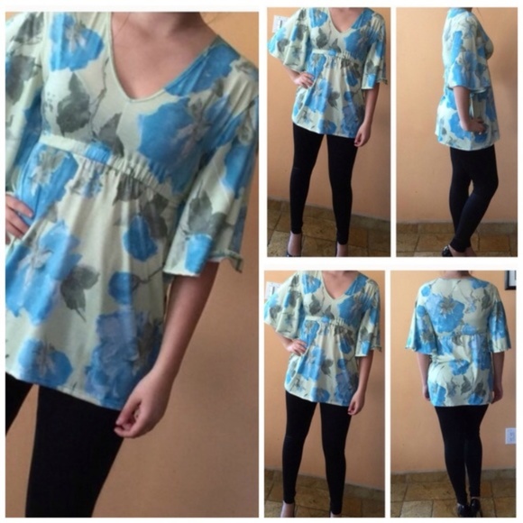 LAST ONE Classic Woman Blue/Green Floral Tunic NWT - Picture 5 of 6